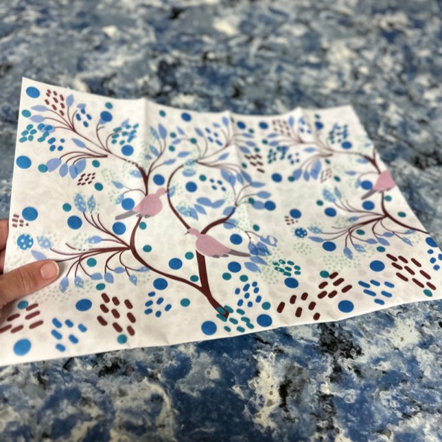 Papel De Seda Havaí Aves Selvagens Abstrato Floral Tropical (Beautiful Modern Botanical Birds and Flowers Trendy Chic Floral Tissue Paper)