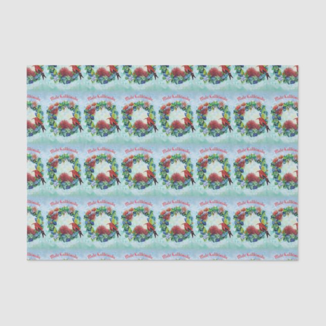 Papel De Seda Hawaii Mele Kalikimaka Wreath Tissue Paper (Frente )