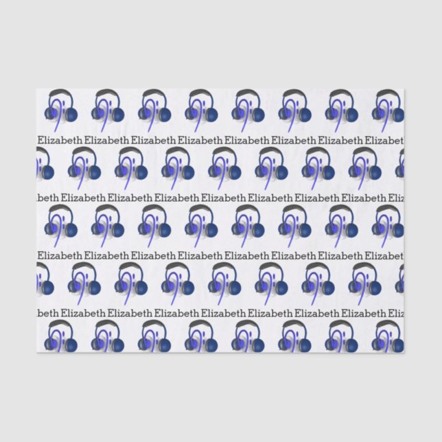 Papel De Seda Headset Azul Tocando Algum Bass Clássico (Frente )