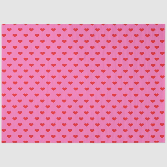 Papel De Seda Hearts Galore, red hearts on pink, (Frente )