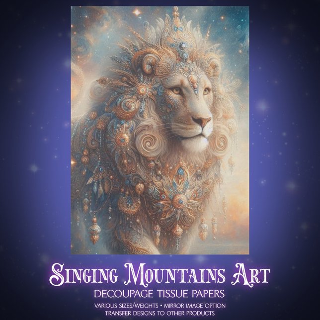 Papel De Seda Heavenly Lion with Beaded Details Craft Decoupage (Criador carregado)