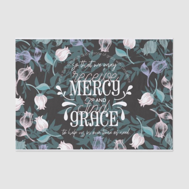 Papel De Seda Hebraico 4:16 cita preto (Frente )