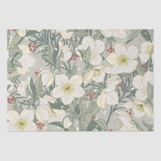 Papel De Seda Hellebore Winter Flowers (Frente )