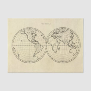 Papel De Seda Hemisfério do dobro do esboço do mundo