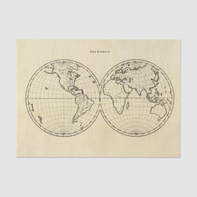 Papel De Seda Hemisfério do dobro do esboço do mundo (Frente )