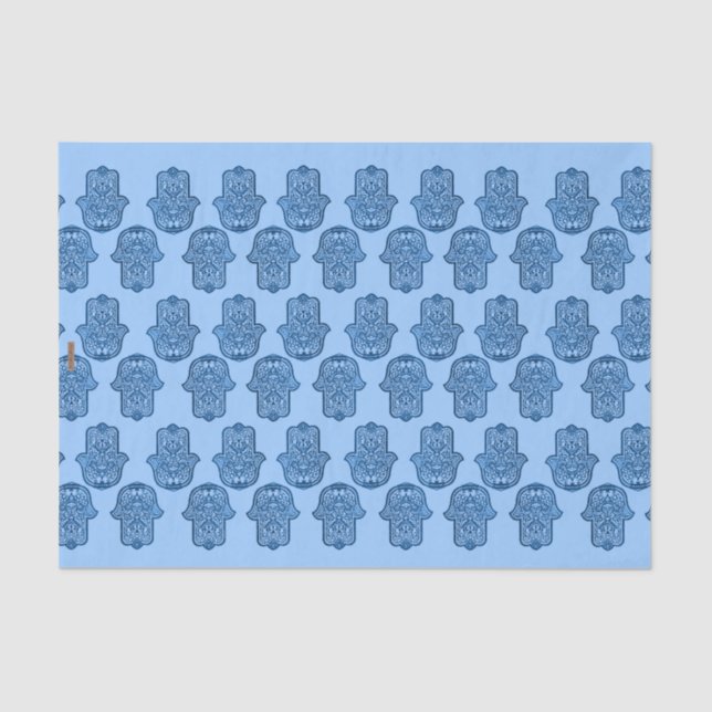 Papel De Seda Henna Hand of Hamsa (Azul) (Frente )