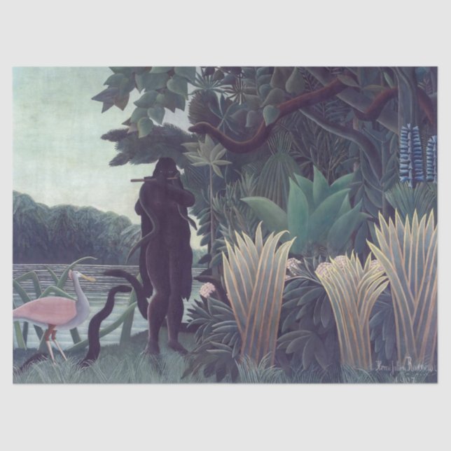Papel De Seda Henri Rousseau - A Cobra Charmer (Frente )