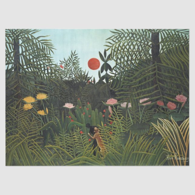 Papel De Seda Henri Rousseau | Floresta Virgem com Sunset (Frente )
