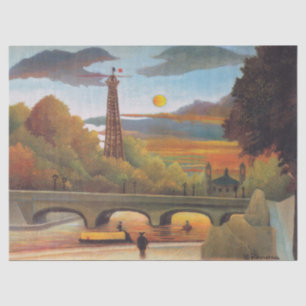 Papel De Seda Henri Rousseau - Torre Seine e Eiffel em Sunset