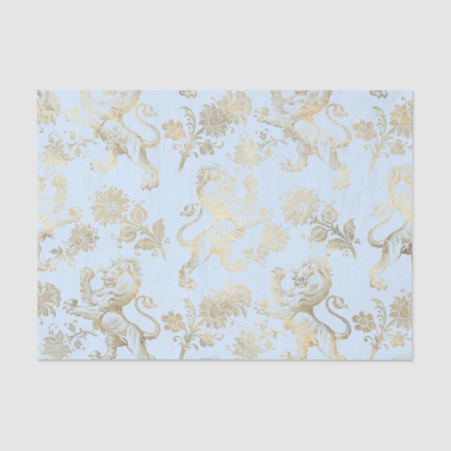 Papel De Seda Herálseca Dourada e Azul Pastel (Frente )