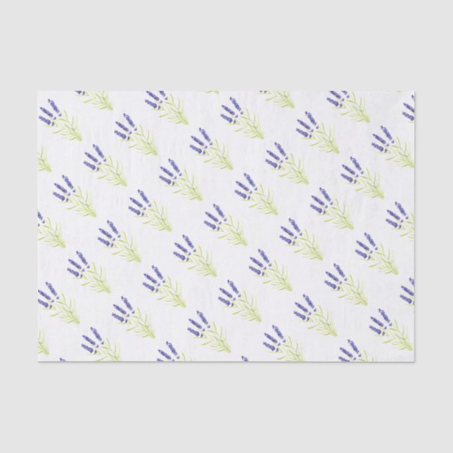 Papel De Seda Herbo lavanda flores roxas aquarela Padrão (Frente )