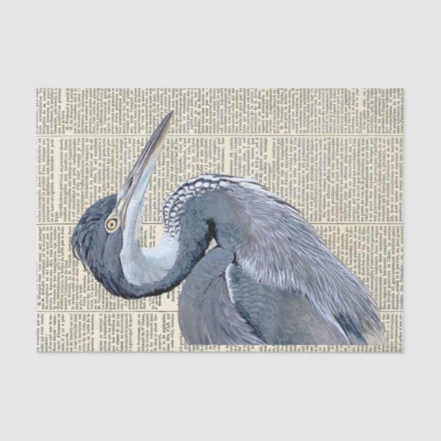 Papel De Seda Heron Bird French Newpaper Decoupage (Frente )