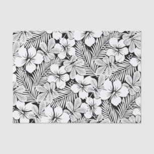 Papel De Seda Hibiscus e folhas de palmeira brancos