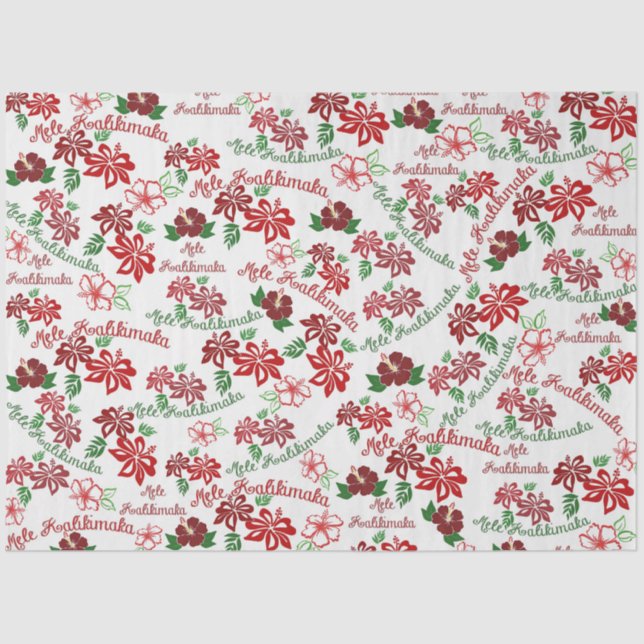 Papel De Seda Hibiscus Havaiano Mele Kalikimaka Tissue Paper (Frente )