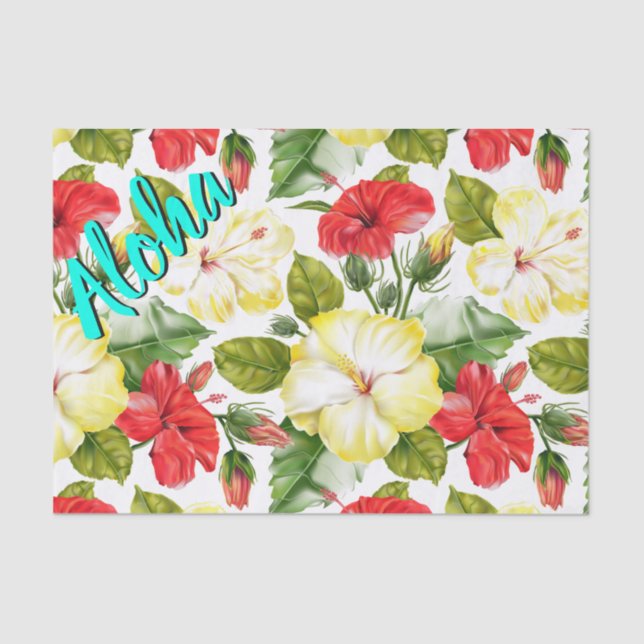 Papel De Seda Hibiscus Hawaiian Tropical Floral (Frente )