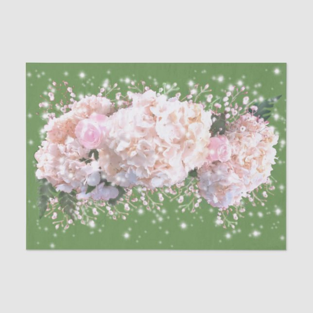 Papel De Seda Hidrampas brancas-romanas, cor-de-rosa, flores bra (Frente )