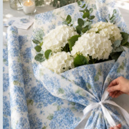 Papel De Seda Hidrangea Floral Azul Elegante