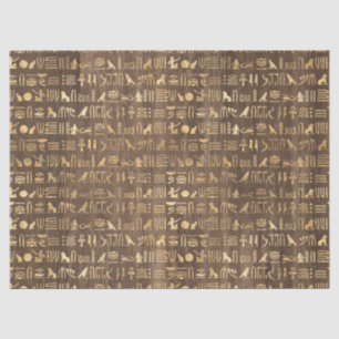 Papel De Seda Hieróglifos Egípcios Dourados na Decoupage Marro