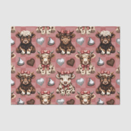 Papel De Seda Highland Cow Chocolate Kisses and Bows Gift Liner