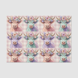 Papel De Seda Highland Cow Easter Flowers in Pastel