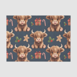 Papel De Seda Highland Cow Festive Santa Christmas