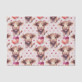 Papel De Seda Highland Cow Fun Heart Balloon Cute Gift
