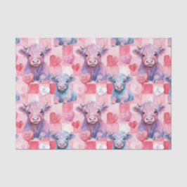 Papel De Seda Highland Cow Pastel Pink Blue Candy Valentine Gift