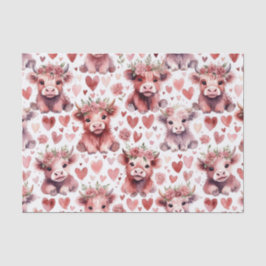 Papel De Seda Highland Cow Red Pink Heart Flower Gift