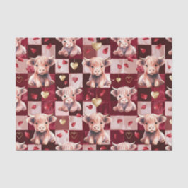 Papel De Seda Highland Cow Ruby Red Golden Heart Gift