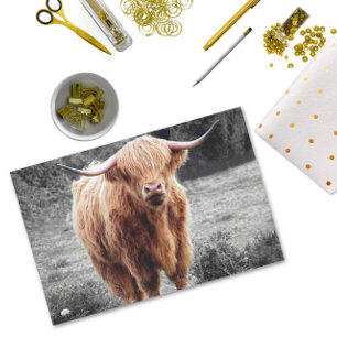 Papel De Seda Highland Cow Scotland Rustic