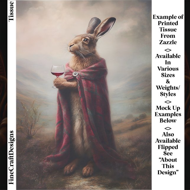 Papel De Seda Highland Hare, Red Tartan Cloak EG8L Decoupage (Criador carregado)