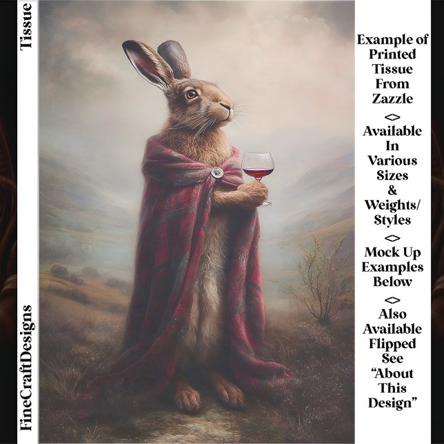 Papel De Seda Highland Hare, Red Tartan Cloak EG8R Decoupage (Criador carregado)