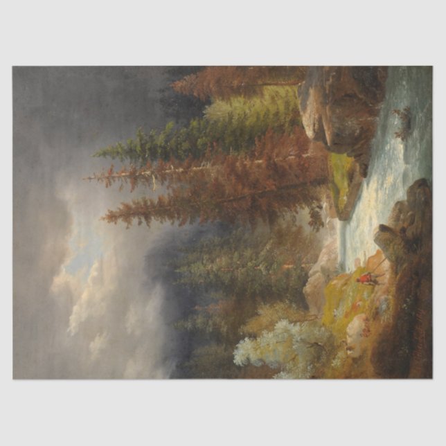 Papel De Seda Hiker Beside a Torrential River (Achenbach) (Frente )