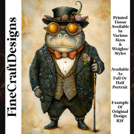 Papel De Seda Hipopótamo Antropomórfico Steampunk R2F Decoupagem
