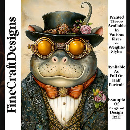Papel De Seda Hipopótamo Antropomórfico Steampunk R2H Decoupagem