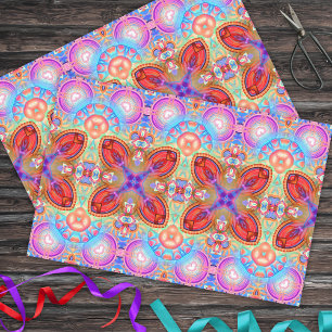 Papel De Seda Hippie Boho Kaleidoscópico Arte Fractal Colorida