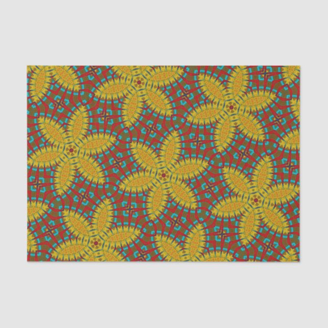 Papel De Seda Hippie Vermelho Azul Amarelo Verde Triquete Étnico (Frente )