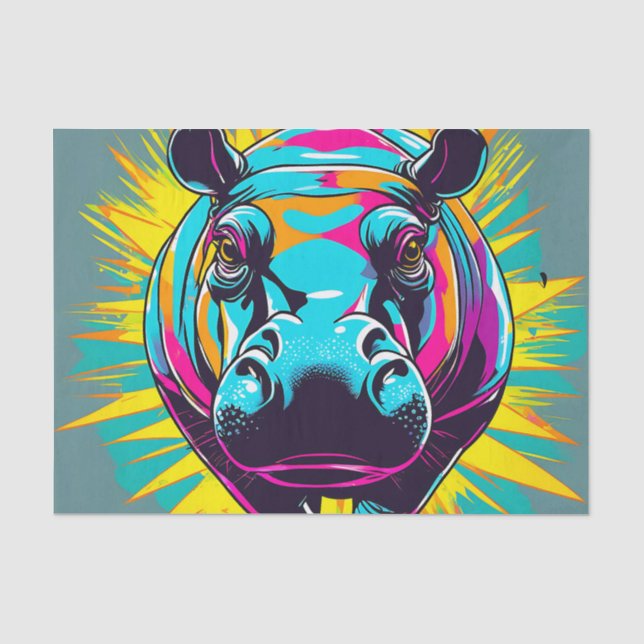 Papel De Seda Hippo Animal Vibrante (Frente )