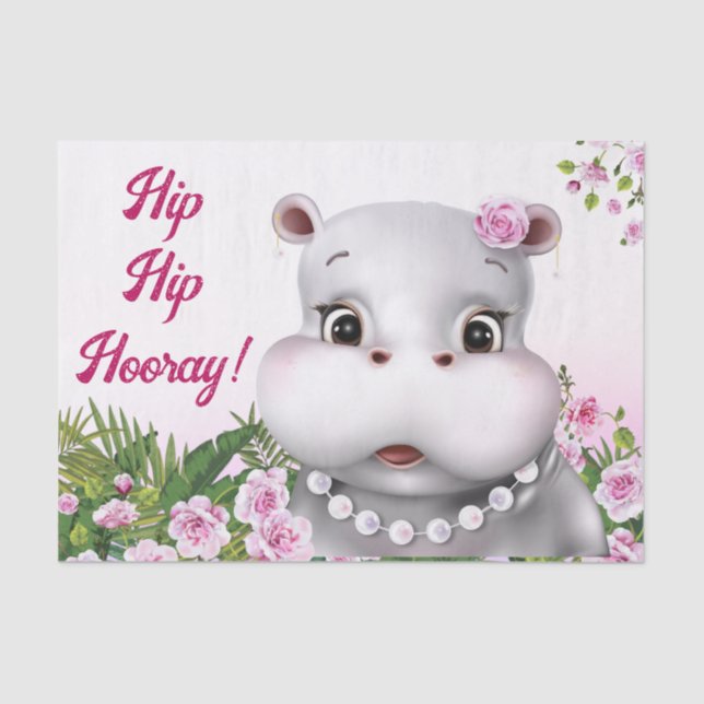 Papel De Seda Hippo Pink Floral (Frente )