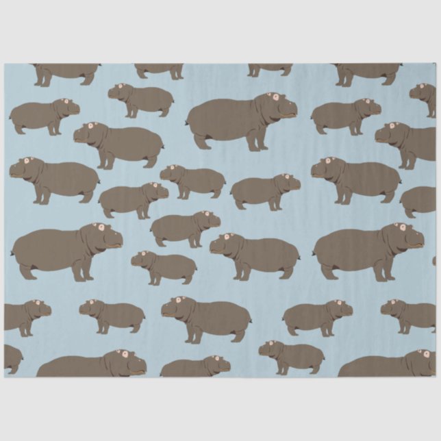 Papel De Seda Hippopotamus Hippo Pattern (Frente )