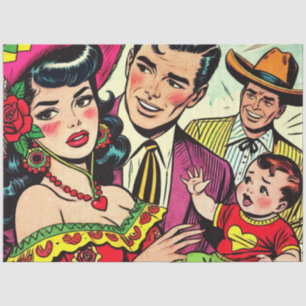 Papel De Seda Histórias em quadrinhos da família Vintage