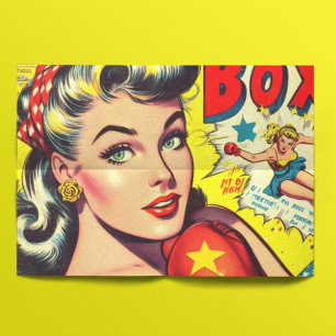 Papel De Seda Histórias em quadrinhos da Garota de Boxing Retro