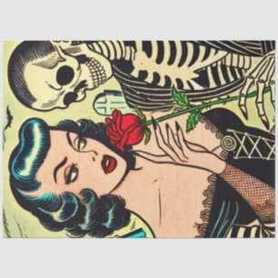 Papel De Seda Histórias em quadrinhos de horror da bruxa-retrô