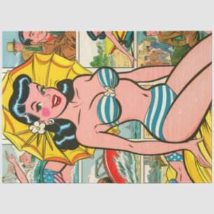 Papel De Seda Histórias em quadrinhos de verão da Retro Bikini G