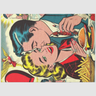 Papel De Seda Histórias em quadrinhos do Casal Retro Love