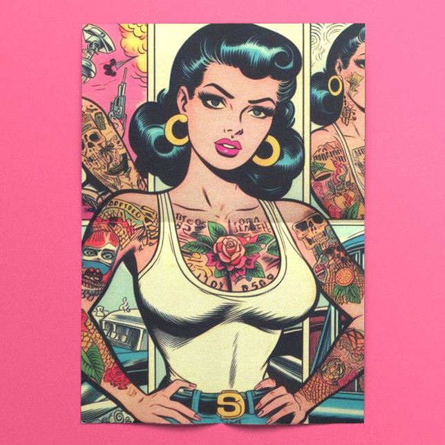 Papel De Seda Histórias em quadrinhos Pin-up Tatuadas Retroativa (Criador carregado)