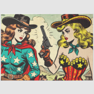 Papel De Seda Histórias em quadrinhos Vintage Western Cowgirl
