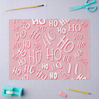 Papel De Seda HO HO HO padrão de texto de Natal branco vermelho