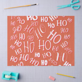 Papel De Seda HO HO HO padrão de texto de Natal branco vermelho