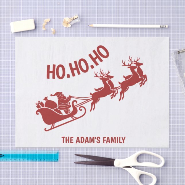 Papel De Seda Ho Ho Ho Santa Sleigh Ride Christmas (Arte )